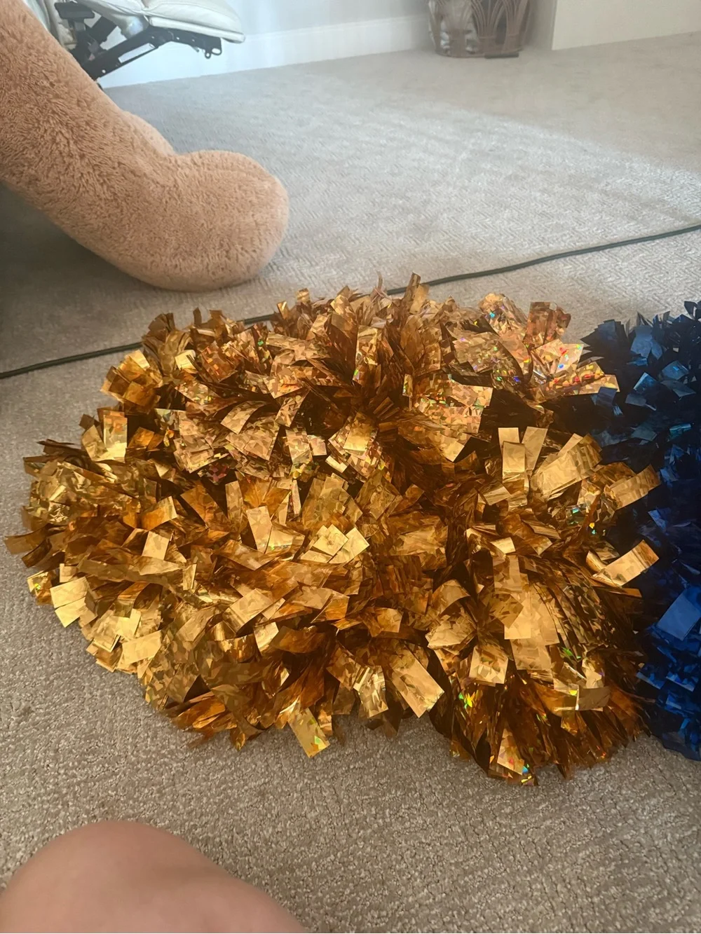 Blue and Gold Metallic Pom Poms Cheer Pom Poms